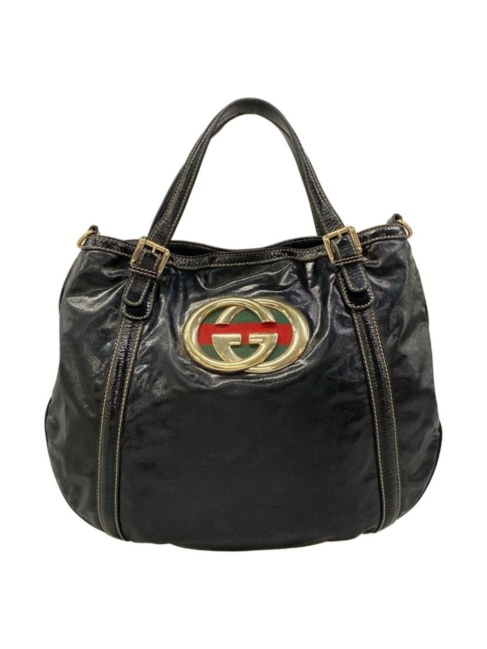 Gucci Tote Brit Black Leather